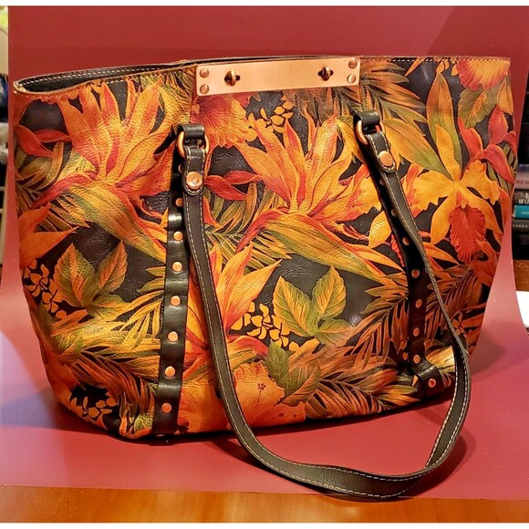 Patricia Nash Cuban Tropical Paradise Leather Satchel, Purse, Tote, Shoulder Bag - Picture 1 of 6